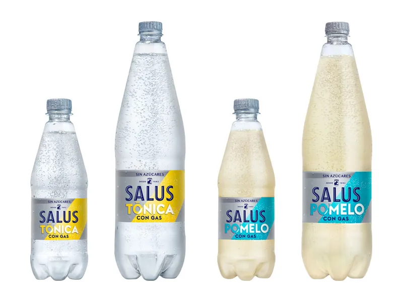 Botellas de Salus Tónica y Salus Pomelo